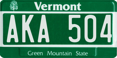 VT license plate AKA504