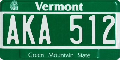 VT license plate AKA512