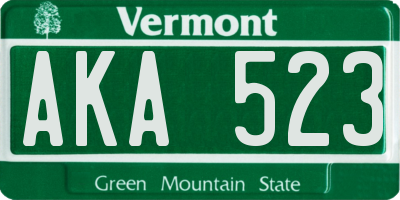 VT license plate AKA523