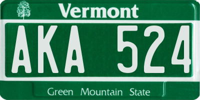 VT license plate AKA524