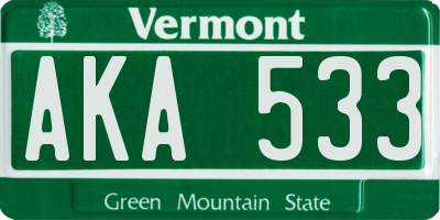 VT license plate AKA533