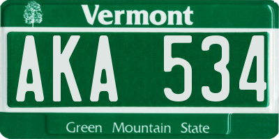 VT license plate AKA534