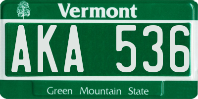 VT license plate AKA536