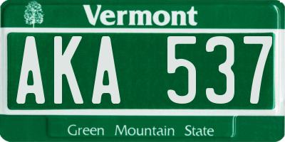VT license plate AKA537