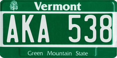 VT license plate AKA538