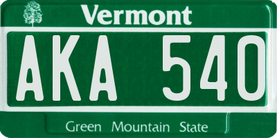 VT license plate AKA540