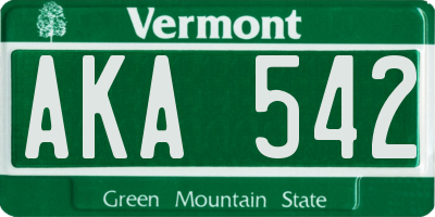 VT license plate AKA542
