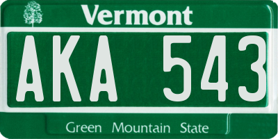 VT license plate AKA543