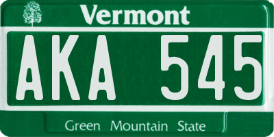 VT license plate AKA545