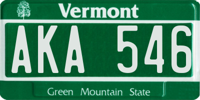 VT license plate AKA546
