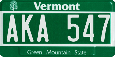 VT license plate AKA547