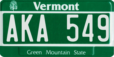 VT license plate AKA549