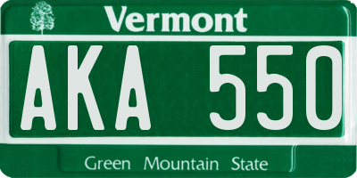 VT license plate AKA550