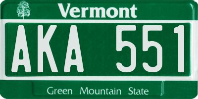VT license plate AKA551