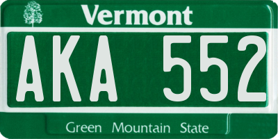 VT license plate AKA552