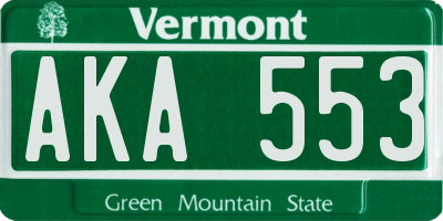 VT license plate AKA553