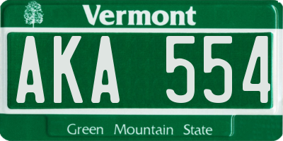 VT license plate AKA554