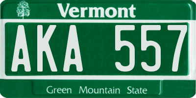 VT license plate AKA557
