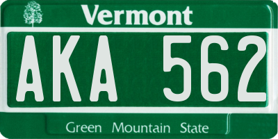 VT license plate AKA562