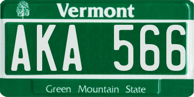 VT license plate AKA566
