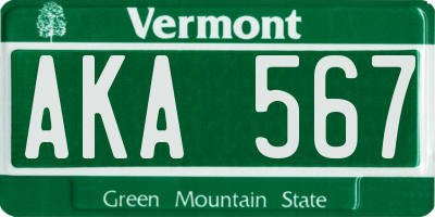 VT license plate AKA567