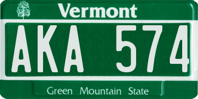 VT license plate AKA574