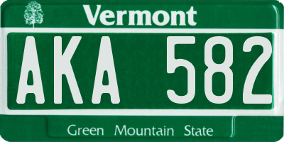 VT license plate AKA582