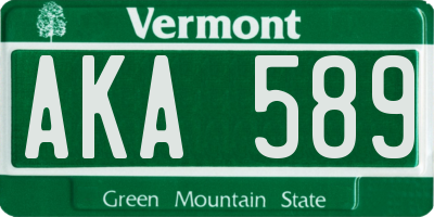 VT license plate AKA589