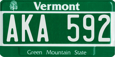 VT license plate AKA592