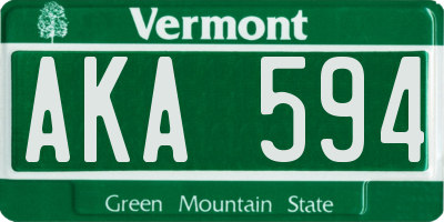 VT license plate AKA594