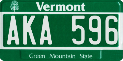 VT license plate AKA596