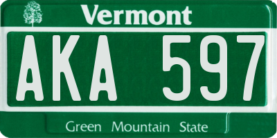 VT license plate AKA597