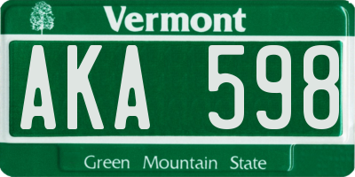 VT license plate AKA598