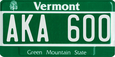 VT license plate AKA600