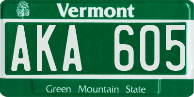 VT license plate AKA605