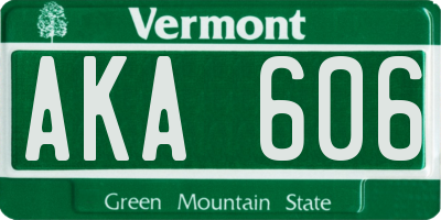 VT license plate AKA606