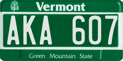 VT license plate AKA607