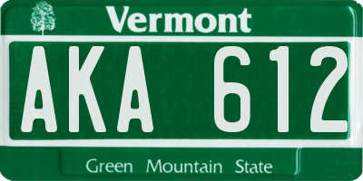VT license plate AKA612