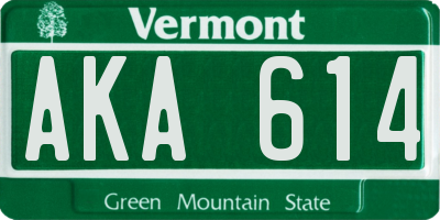 VT license plate AKA614