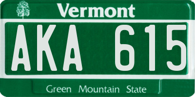 VT license plate AKA615