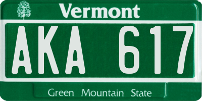 VT license plate AKA617