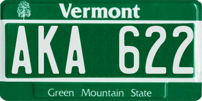 VT license plate AKA622
