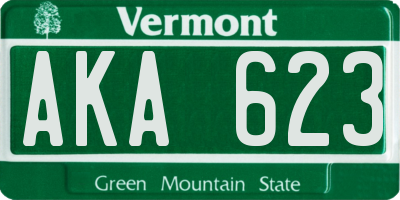 VT license plate AKA623