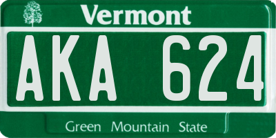 VT license plate AKA624