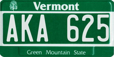 VT license plate AKA625