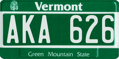 VT license plate AKA626