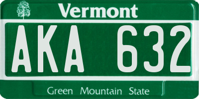 VT license plate AKA632