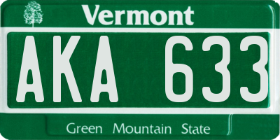 VT license plate AKA633