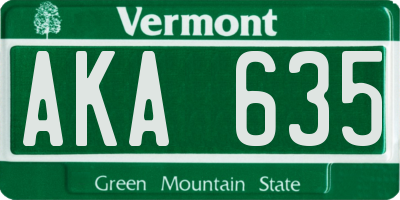 VT license plate AKA635