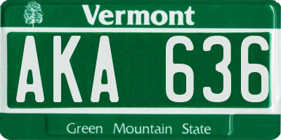 VT license plate AKA636